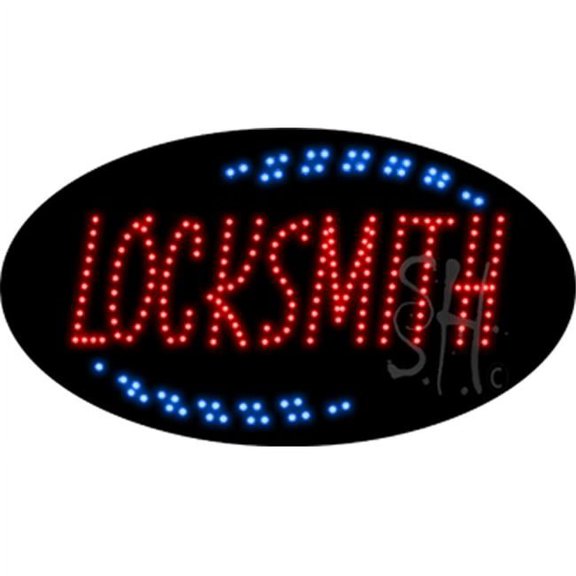 Locksmith Animated LED Sign, 15 x 27 x 1 in.