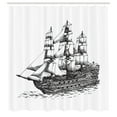 thumbnail image 2 of Ambesonne Sketch Shower Curtain, Hand Drawn Columbus Ship, 69"Wx84"L, Charcoal Grey and White, 2 of 4