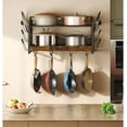Hanging Pot Rack, Pot Rack Wall Mounted, 2-Tier Kitchen Pot and Lid ...