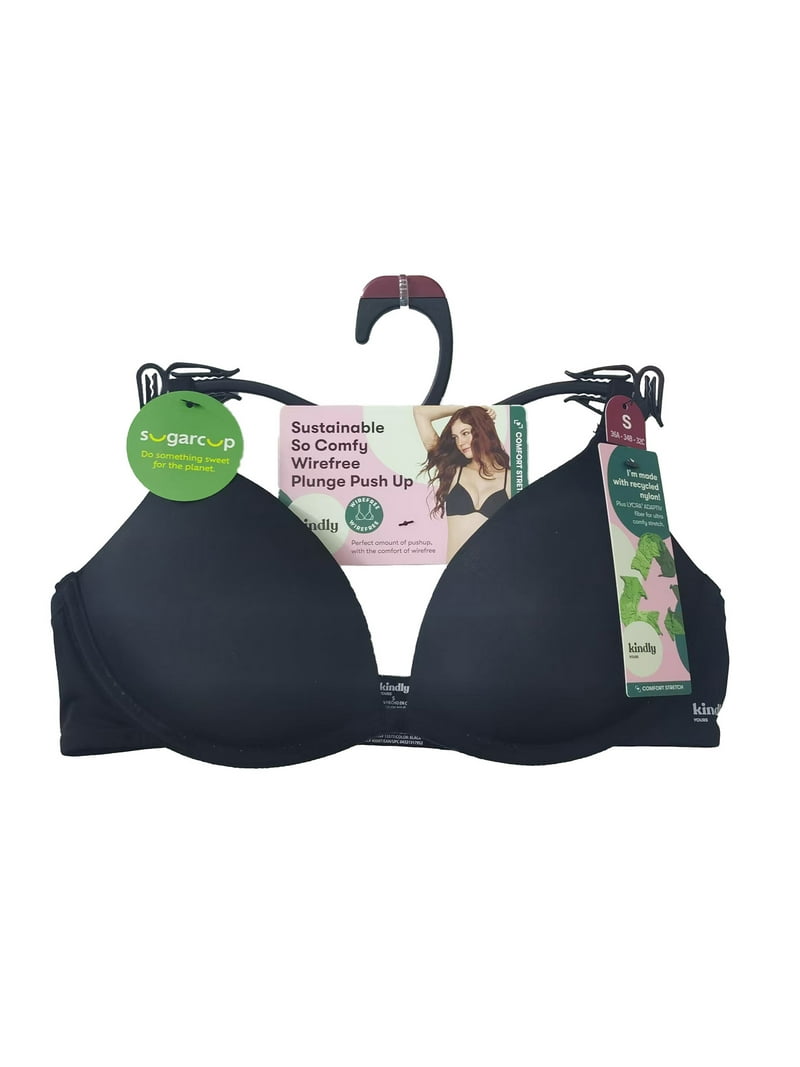 Kindly Yours Women's So Comfy Wire-Free Plunge Push Up Bra