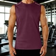 thumbnail image 2 of Men's Solid Color Sleeveless Round Neck Casual Sports Top Muscle Tank Tee Elastic Breathable Fitness Workout Gym Training Streetwear | AESTIVO,Wine 2XL, 2 of 9