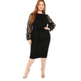 thumbnail image 2 of Vestido Extra Plus Elegante Casual Fiesta Transparencia Flor-Negro-L DaraBaby Shein Vest036, 2 of 6