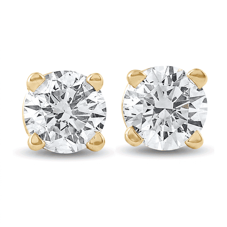 Pompeii .33Ct Round Brilliant Cut Natural Diamond Stud Earrings In 14K Yellow Gold
