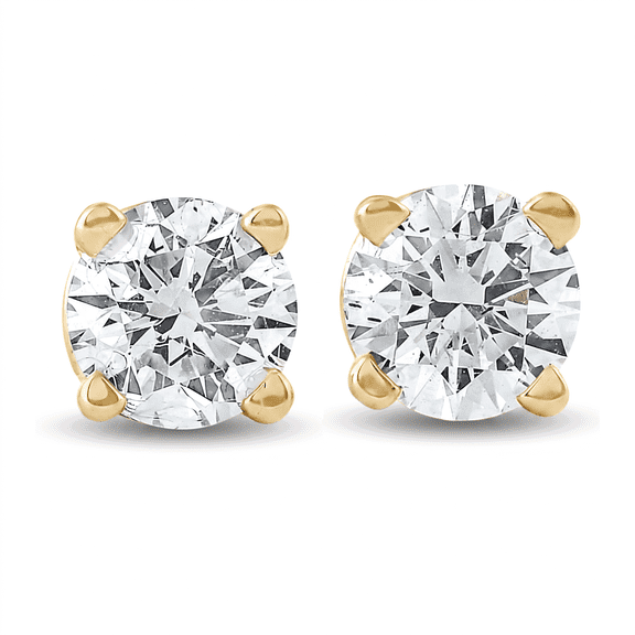 Pompeii .33Ct Round Brilliant Cut Natural Diamond Stud Earrings In 14K Yellow Gold