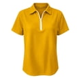 thumbnail image 6 of felwors Womens Short Sleeve Shirts V Neck Quarter Zip Top Casual Summer Polo Tee (Yellow, XXXXL), 6 of 7