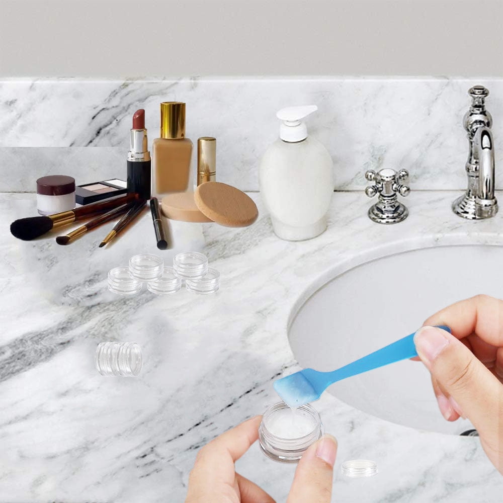 30 Pieces 3g Empty Clear Plastic Sample Containers with Lids Cosmetic Jars (Clear 3g)