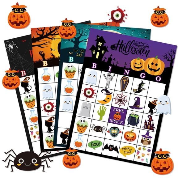 Halloween Bingo Game Cards, Halloween Party Game Supplies, Holiday Bingo Cards for Party Activities, Halloween Table Game Accessories for Family Events and Celebrations