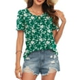 thumbnail image 3 of WUJINXIA Women's Blouses Summer Short Sleeve Shirts Casual Pleated Floral Tops, 3 of 7