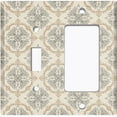 thumbnail image 2 of Metal Light Switch Plate Outlet Cover (Damask Ornament Tan Pattern - Single Toggle Single Rocker), 2 of 2