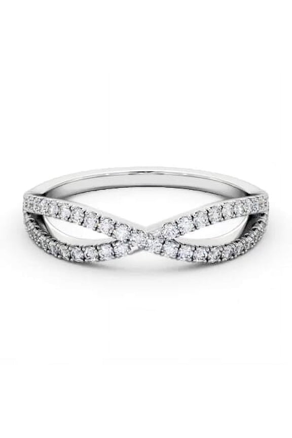 1.6 Ct Round Cut Lab-Created Diamond Engagement Ring 14K White Gold Plated Infinity Bow Crossover Style Ring for Women Great for Proposals, Birthdays, and Anniversaries