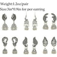 thumbnail image 2 of 6 Pairs Indian Jhumka Jhumki Ethnic Dangle Earring Sets For Women Vintage Silver Gold Long Tassel Bell Drop Earrings Boho Jewelry[Z1], 2 of 2