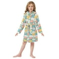 thumbnail image 6 of FORMRS Niños Bathrobe Unisex Hooded Robe Soft Plush Pajamas Sleepwear, Size 2-3T, Daisy Mosaic, 6 of 7