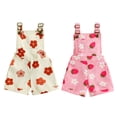 thumbnail image 2 of Douhoow Floral Denim Overalls for Kids Baby Girls Strawberry Suspender Jumpsuits Shorts 12 18 24 Months 3 4 5 6 Years Toddler Summer Pocket Rompers, 2 of 9