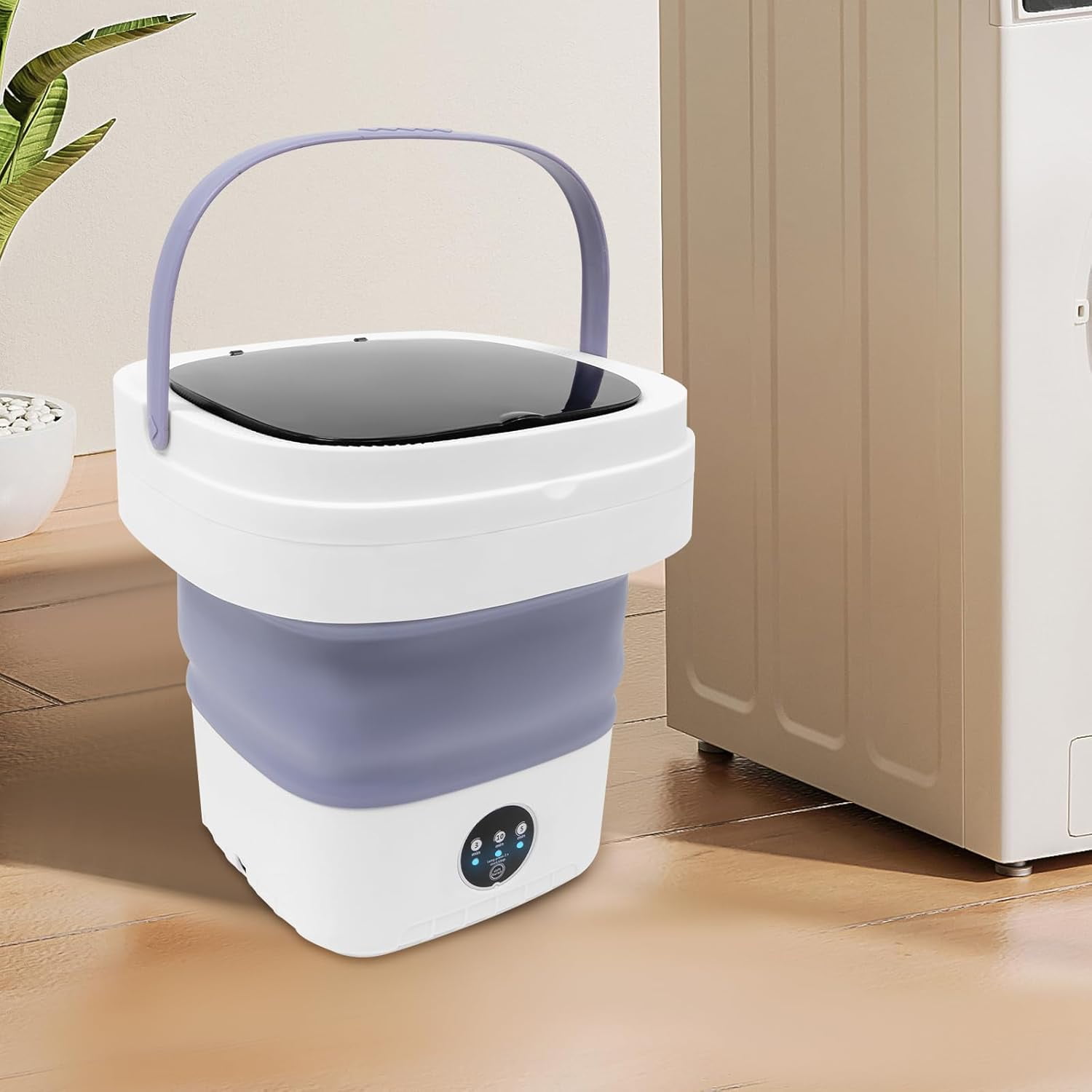 Portable Washing Machine 12L With Spin Basket,Foldable Mini Washing Machine with 3 Modes Cleaning Small Washer for Clothes, Underwear or Small Items, Apartment, Dorm,RV (Purple)