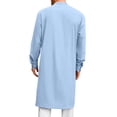 thumbnail image 5 of Kaftan for Men Caftan Mens Kaftan Kurta Set for Men Thobe for Men Mens Kaftan Robe Button Down Long Sleeve Cotton Linen Thobe Casual Muslim Gown Henley Shirt, Light Blue-XL, 5 of 9