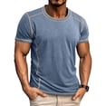 thumbnail image 2 of Umfun Men Contrast Stitch Short Sleeve Crew Neck T-Shirt Slim Fit Casual Wear for Sports and Daily Casual, 2 of 9
