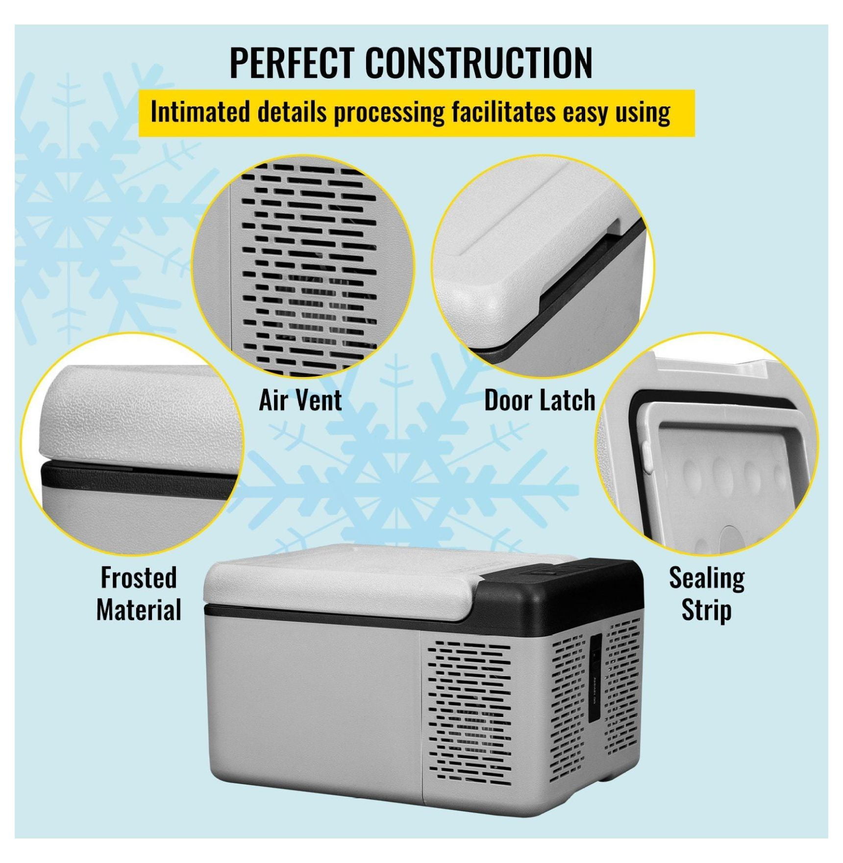12 Volt Refrigerator 10 Qt, Portable Car Freezer -4°F~68°F with APP Control, 12V/24V DC & 110-220V AC Compressor Fridge for Camping, Road Trips, Travel & Outdoor Use