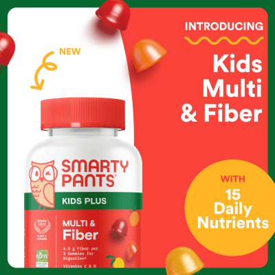 SmartyPants Kids Plus Multi & Fiber Gummies for Digestive Health, 90ct