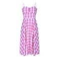 thumbnail image 5 of hotojiny Cocktail Dresses for Women 1950s Vintage Plaid A-Line Midi Dresses Spaghetti Strap Sleeveless Flowy Party Dresses, 5 of 6