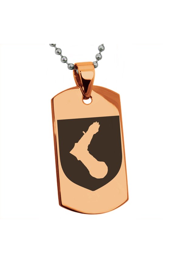 Stainless Steel Arm Armor Leadership Coat of Arms Shield Engraved Dog Tag Pendant Necklace