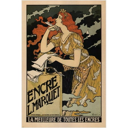 The Best Ink By L Marquet- Eugene Grasset France Vintage Ad Poster