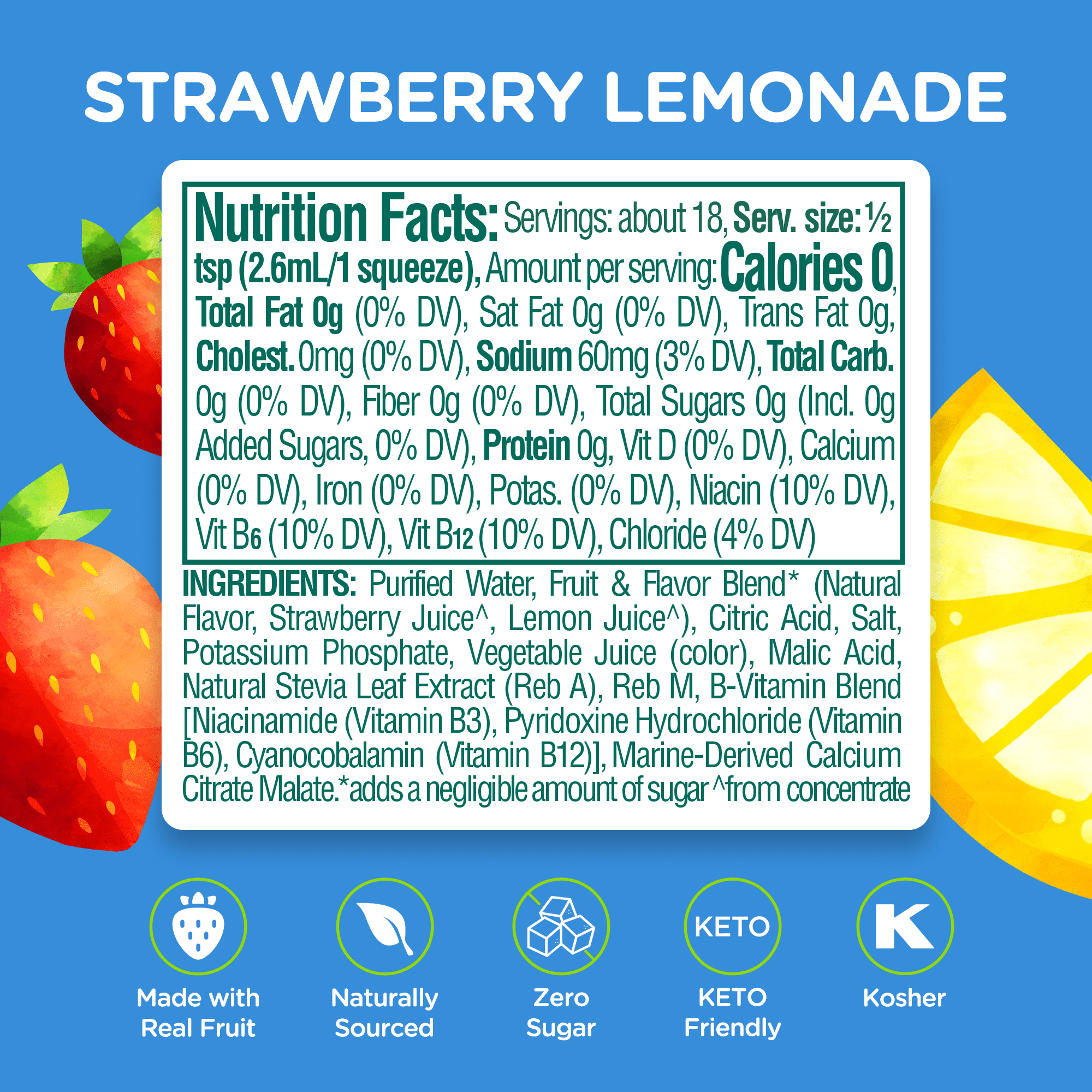 (4 pack) Stur Electrolytes Strawberry Lemonade Drink Mix, Liquid Water Enhancer, Sugar-Free, 1.62oz