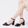thumbnail image 5 of Ecetana Women's Pumps Pointed-Toe chunky Heel Shoes with Bow Elegant Ankle Strap Dress Shoes for Wedding Party Office, 5 of 6