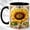 Black, variant on Ornate Sunflower Coffee Mug, Garden Flower Mug, Ceramic 11 oz
