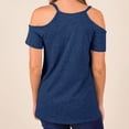 thumbnail image 4 of Camiseta de manga corta sólida de verano para mujer con hombros descubiertos y cuello en V informal con cordones OAVQHLG3B Store lin121212, 4 of 5