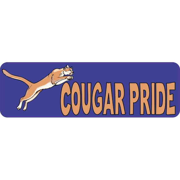 10in x 3in Cougar Pride Bumper Sticker Vinyl School Mascot Sports Decal