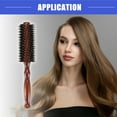 thumbnail image 2 of Vocoste Nylon Bristle Round Curling Hair Twill Comb with Wood Handle for Hair Drying Styling Brown M Size 12 Row, 2 of 7