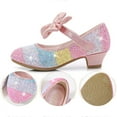 thumbnail image 6 of Piuwrlz Children's Closed Toe Shoe Girls Glitter Crystal Shoes New Low Heel Dress Flats Pink Size 11 Years, 6 of 9