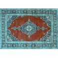 thumbnail image 1 of Ahgly Company Indoor Rectangle Medallion Light Blue Traditional Area Rugs, 2' x 4', 1 of 4