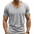 thumbnail image 2 of Men's V-Neck Slim Fit T-Shirt, Soft Cotton Short Sleeve Top, Casual Athletic Tee for Everyday Wear, Burgundy, 2 of 8
