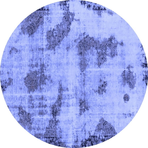 Ahgly Company Machine Washable Indoor Round Abstract Blue Modern Area Rugs, 5' Round
