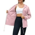 thumbnail image 5 of Vibrex Womens Long Sleeved Windbreaker Solid Color Jacket Lightweight Outdoor Hooded Rain Coat for Running Women's Waterproof Jacket Hooded with Pockets for Outdoor Warm Fall Winter Coats for Women, 5 of 9