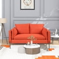 thumbnail image 2 of Euroco 56" Modern Sofa Loveseat Linen Fabric Couch for Living Room, Apartment, Orange, 2 of 8