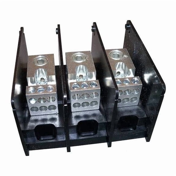 Power Distribution Block, Open, 3 Pole, 310 A Copper, 1,000 V AC/DC, Screw