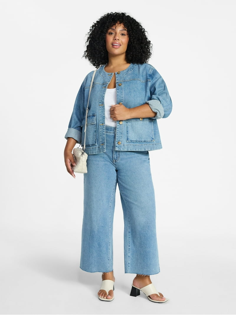 Terra & Sky Women's Plus Denim Lady Jacket With Pockets, Sizes 0X