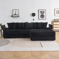 thumbnail image 4 of Modern 111.4" Black Corduroy Sofa with Storage & Recliner for Living Room, 4 of 9