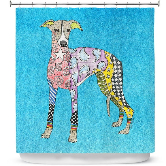 Shower Curtains 70" x 84" from DiaNoche Designs by Marley Ungaro - Greyhound Aqua