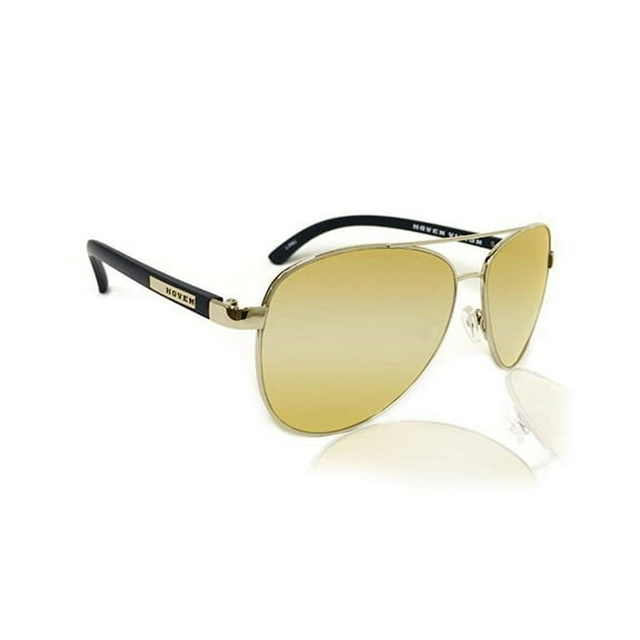 Hoven Dewey Black Matte-Gold/Gold Chrome Polarized Sunglasses