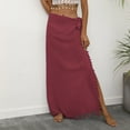 thumbnail image 2 of Lu's Chic Women's Sexy Wrap Skirt Cover Up Linen Beachwear Beach Fringe Polyester Fitted High Slit Light Beach Skirt Red Small-X-Large, 2 of 4