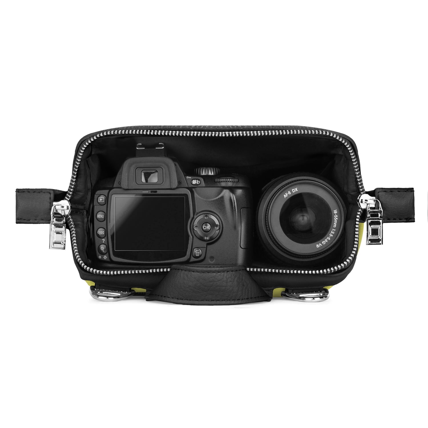 LENCCA Olive Protective Photographer's Travel Satchel Bag with Adjustable Shoulder Strap, Fits up to 7" x 7.75" Cameras