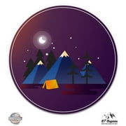 Mountains Camping Circle - 3" Vinyl Sticker - For Car Laptop I-Pad Phone Helmet Hard Hat - Waterproof Decal
