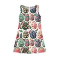 thumbnail image 3 of LTTVQM Easter Dresses for Girls 2026 Bunny Egg Print Happy Sleeveless Sundresses Casual Crew Neck Midi Dress Vacation Church Dresses Dark Blue 12-13 Years, 3 of 5