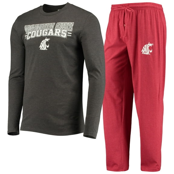 Men's Concepts Sport Crimson/Heathered Charcoal Washington State Cougars Meter Long Sleeve Top & Pants Sleep Set