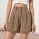 thumbnail image 3 of Pantalones cortos de cintura alta para mujer - Abertura lateral, bolsillos - Informal de negocios - Espalda elástica, cierre con cremallera - Tallas S-XXL, 3 of 6