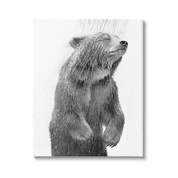 Stupell Industries Bear Bathroom Splash Animals & Insects Painting Gallery Wrapped Canvas Art Print Wall Art, 16 x 20