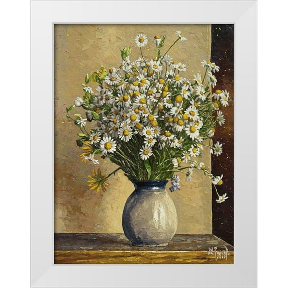 Ziman, Peter 25x32 White Modern Wood Framed Museum Art Print Titled - Field Flowers in Vase III
